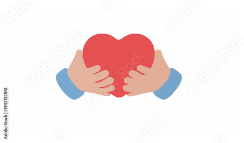 Hands Holding Red Heart 3D Cartoon Vector Icon for Love Charity Healthcare Support and Insurance Concept