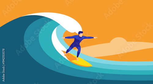 Surfer riding a large ocean wave with skill and balance.