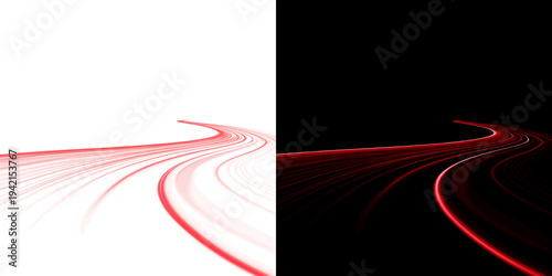 Bild auf Leinwand Winding red neon paths with soft glowing edges creating a sense of rapid movemen