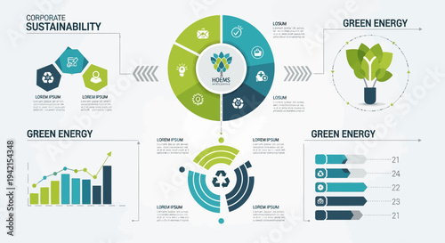 Set of 20 green energy and sustainability infographic elements vector