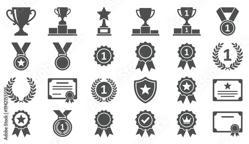 A collection of award icons and symbols for recognition and achievement.