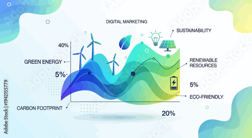 Vector infographic template with eco-friendly and digital marketing elements