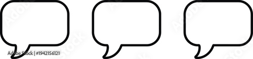 Simple speech bubble chat icon set with message dialogue boxes for communication, messaging app interface and conversation symbols vector illustration
