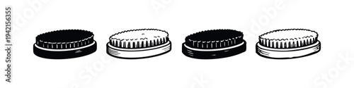 Vintage Beard Brush Icons Collection. Men's Grooming Brush Set. Barbershop Tool Vector Illustration.
