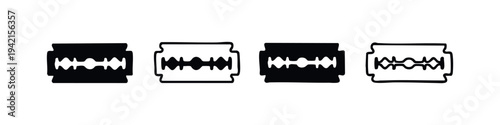 Razor Blade Icons. Sharp Shaving Blades Vector Set. Barbershop Tool Illustrations for Grooming.
