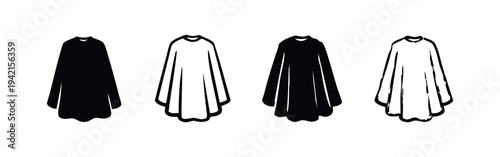 Hair Stylist Cape Icons. Barbershop Client Gown Vector Set. Haircutting Protection in Monochrome.