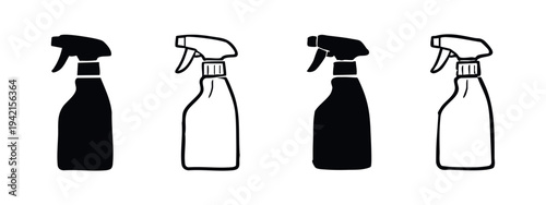 Cleaning Spray Bottle Icons Set. Household Sprayer Collection.