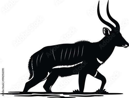 Vector illustration of a running nyala antelope side profile silhouette design