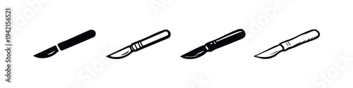 Medical Scalpel Instrument Icon Set in Various Outline and Solid Styles