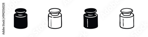 Medical Vial or Small Bottle Icon Set for Pharmaceutical Packaging
