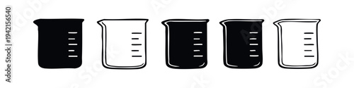 Hand-Drawn Beaker and Test Tube Icons | Laboratory Glassware Sketch for Science Education