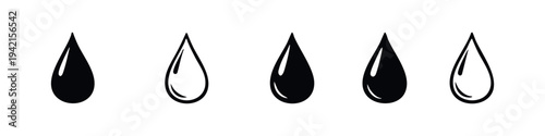 Liquid Drop and Water Droplet Icons | Fluid Symbol Set for Purity and Nature Concepts