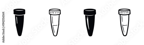 Microcentrifuge Tube Icons | Conical Test Tube Lab Equipment for Biology Research