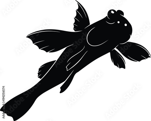 Vector mudskipper aquatic animal silhouette on white background design