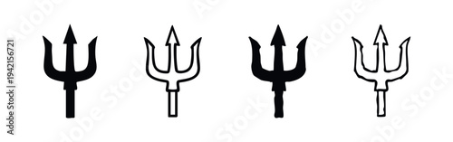 Hand-Drawn Trident Icons Set, Mythology and Sea Symbol Collection