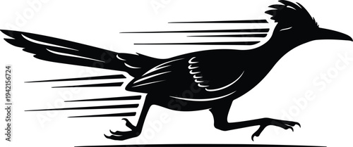 Vector running roadrunner bird motion blur silhouette design