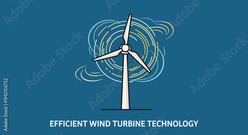 Wind turbine technology vector icon, efficient energy