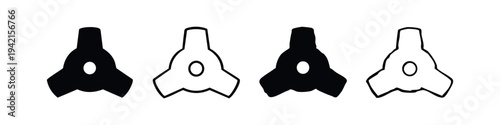 Brush Cutter Blade Vector Icons. Metal Trimmer and Grass Cutter Attachments in Black and White Style.