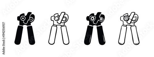 Can opener icon set. Kitchen tool vector illustration.