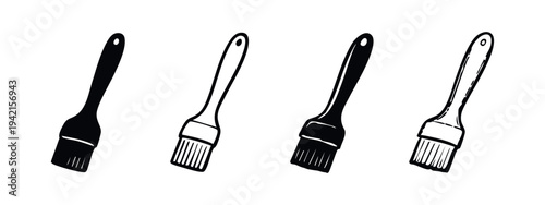 Basting brush icon set. Kitchen cooking tool vector illustration.
