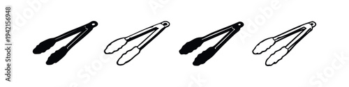 Kitchen tongs icon set. Cooking utensil vector illustration.