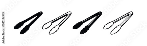Kitchen tongs icon set. Cooking utensil vector illustration.