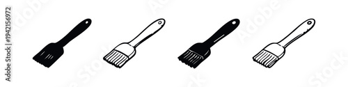 Basting brush icon set. Kitchen cooking tool vector illustration.