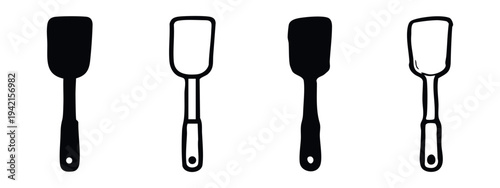 Spatula icon set in different styles for cooking and baking, ideal for kitchen graphics.