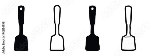 Kitchen spatula icons in flat and outline styles, suitable for culinary-themed projects.