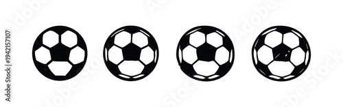 Set of Soccer Ball Icons in Different Graphic Styles