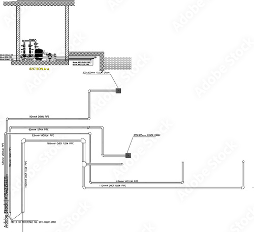 Vector sketch illustration of a private swimming pool filtration system design silhouette