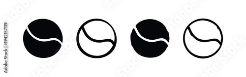 Stylized Tennis Ball Icons in Black and White Variations