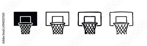 Collection of Basketball Hoop and Net Icons in Varied Styles