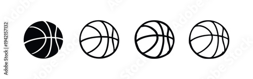 Set of Basketball Icons with Different Graphic Treatments