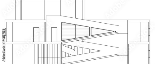 Vector sketch illustration of silhouette design of front view facade of modern house villa building