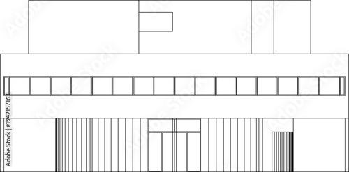 Vector sketch illustration of silhouette design of front view facade of modern house villa building