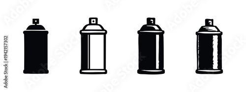 Aerosol spray paint can icons set. Graffiti paint container symbols for graphic design projects.