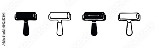 Paint roller tool icons set for home renovation and artistic projects.