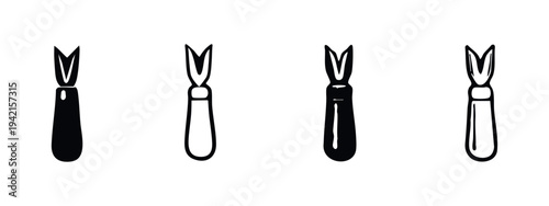Manicure cuticle trimmer icons set for professional and home nail care.