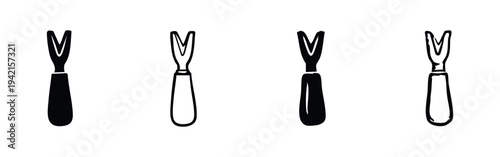 Nail cuticle pusher tool icons set for manicure and pedicure applications.