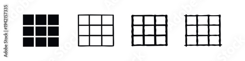Grid layout icon set in doodle style