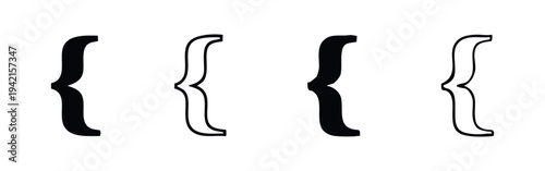 Curly braces symbol set in a unique hand drawn aesthetic