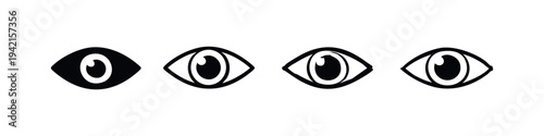 Eye icon set for visibility and view toggle in hand drawn style