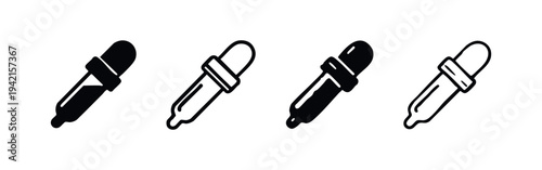Pipette and Dropper Icon Set - Medical Lab Tools and Science Experiment Symbols