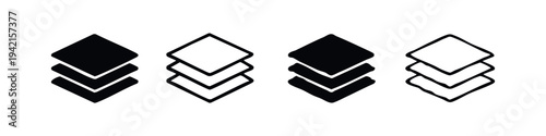 Overlapping Layers Icon Set - Stacked Document Symbol for UI/UX Design Applications