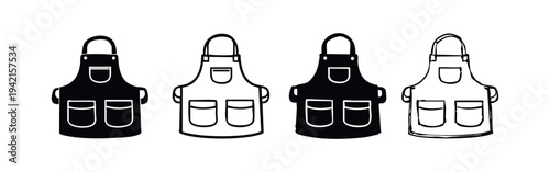 Gardening Apron with Pockets Vector Icon Set for Workwear and Protection