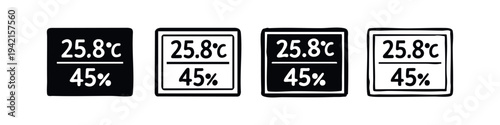 Temperature (25.8°C) and humidity (45%) display icon set, weather forecast symbol