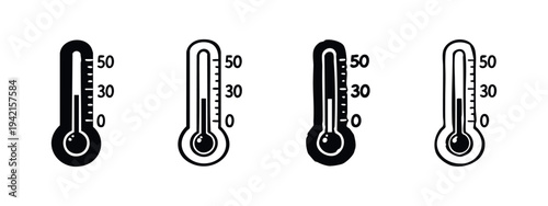 Celsius thermometer icon set, temperature measurement symbol