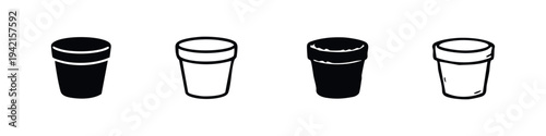 Simple Cylindrical Plant Pots and Containers Icons for Planting