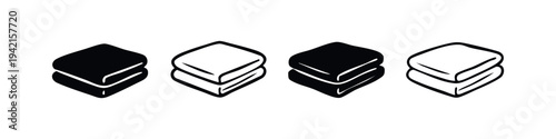 Stack of Folded Clothes or Blankets Icons Set. Laundry, Storage and Household Vector Illustrations.